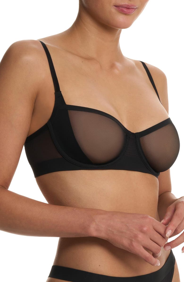 Natori True Zen Mesh Balconette Bra, Alternate, color, Black