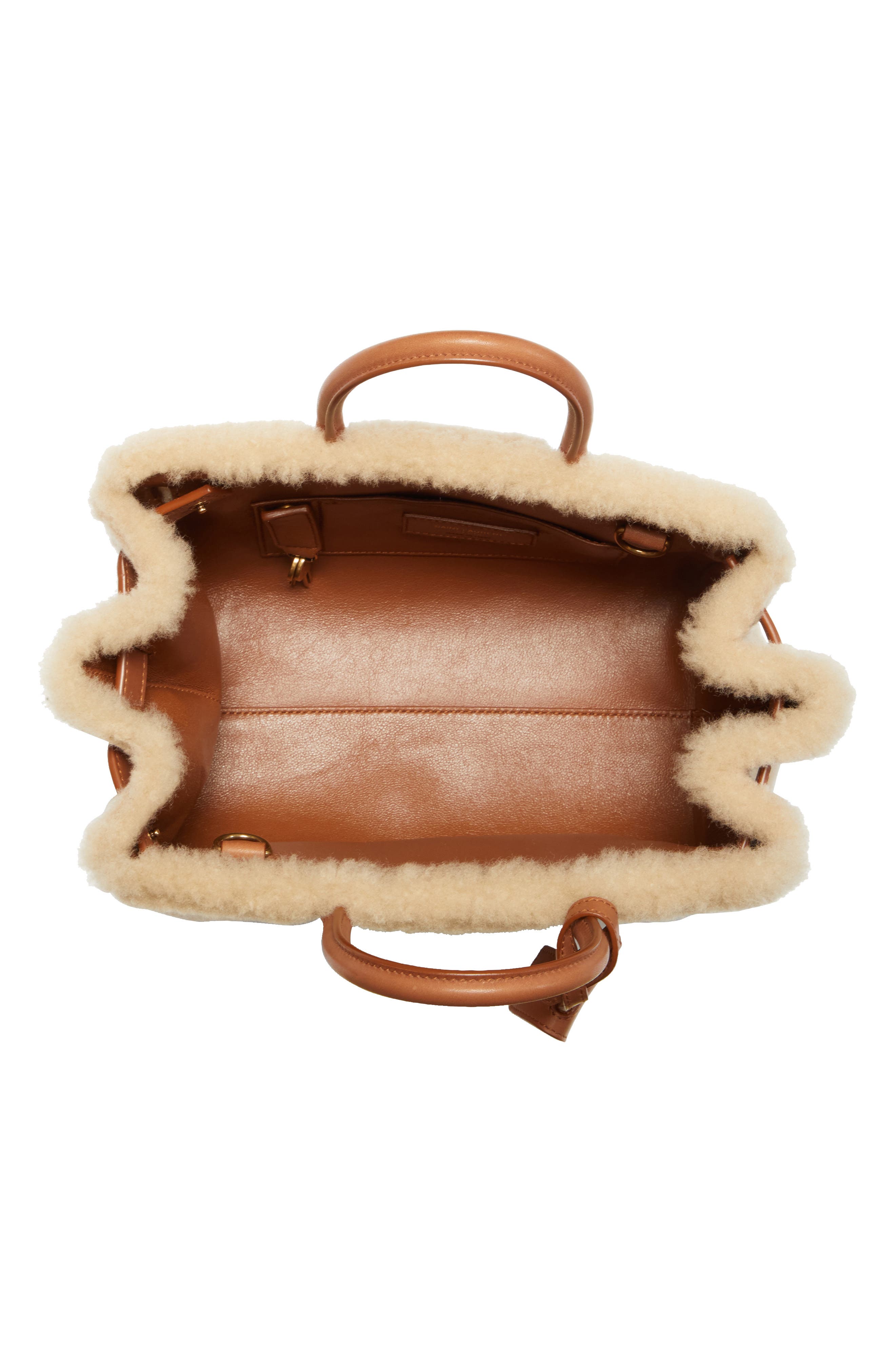 Saint Laurent Nano Sac de Jour Genuine Shearling Tote, Alternate, color, 