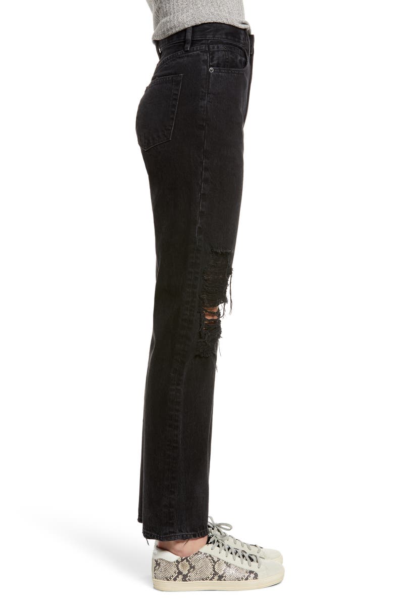 SLVRLAKE London High Rise Straight Leg Jeans, Alternate, color, Shadow Ridge Destructed