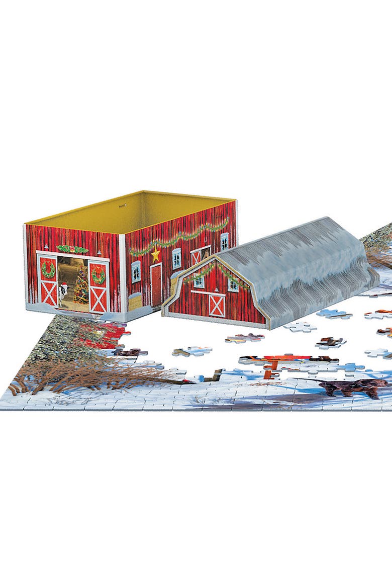Puzzle Tin Christmas Barn 550 Piece Jigsaw, Alternate, color, Multicolored