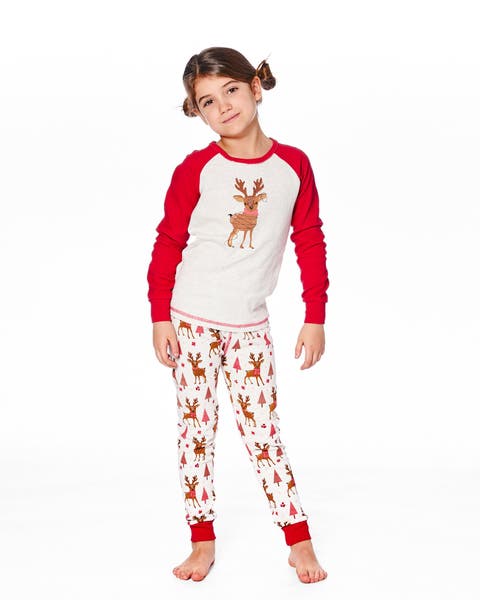 Organic Cotton Two-Piece Pajamas Girly Reindeer (Toddler & Little Kid)