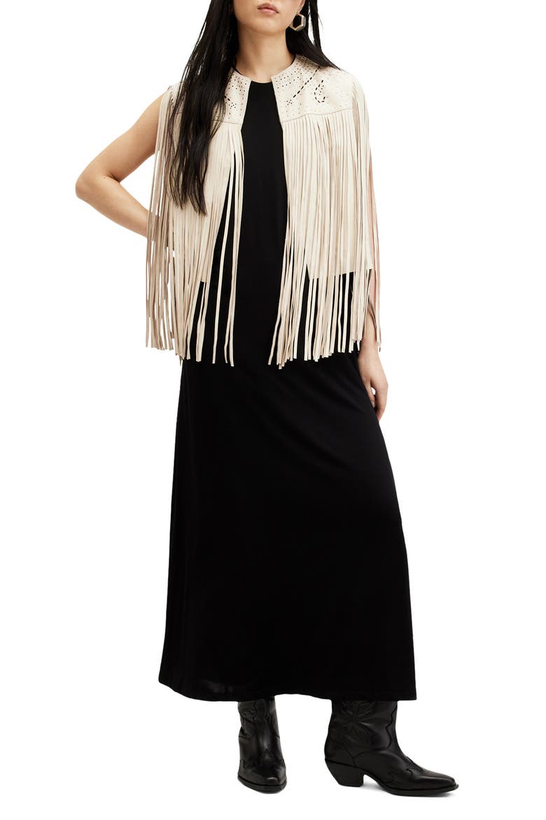 Elias Astral Leather Fringe Vest, Alternate, color, OFF WHITE