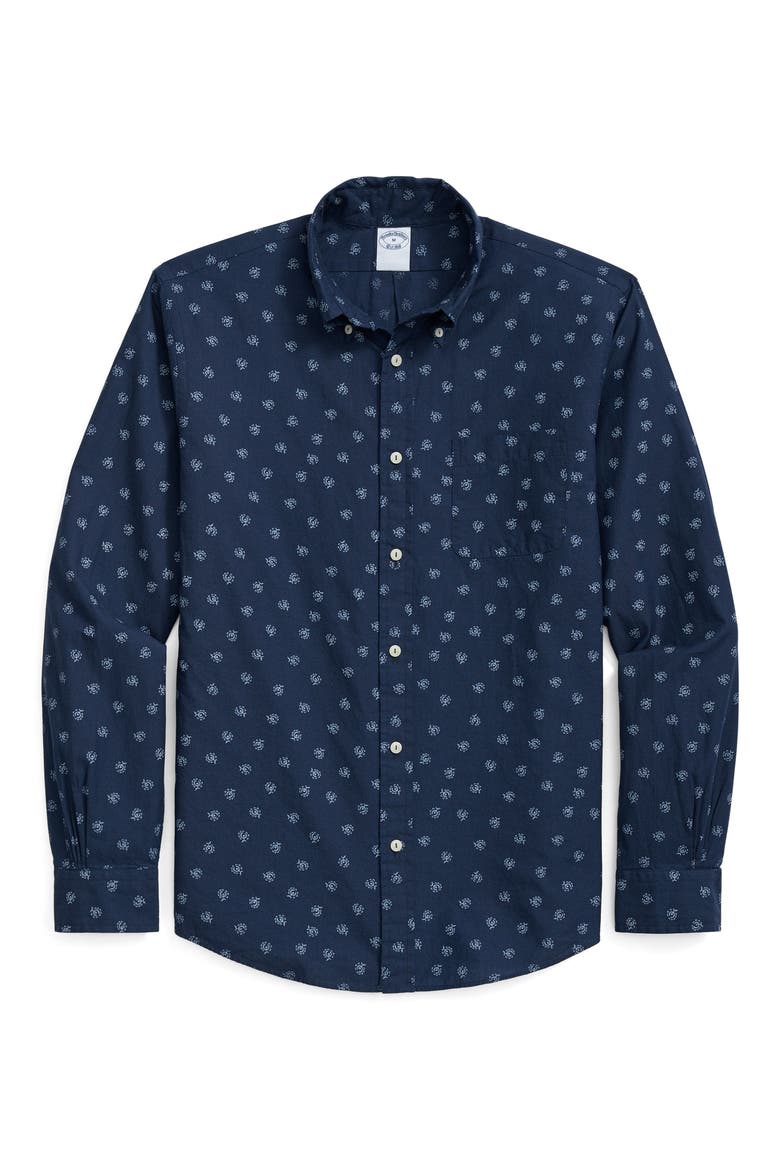 Cotton Sport Shirt, Main, color, NAVY