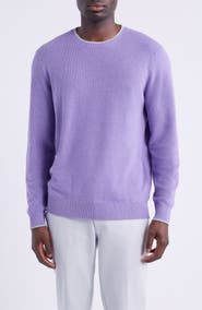 johnnie-O Hatched Cotton & Silk Blend Crewneck Sweater