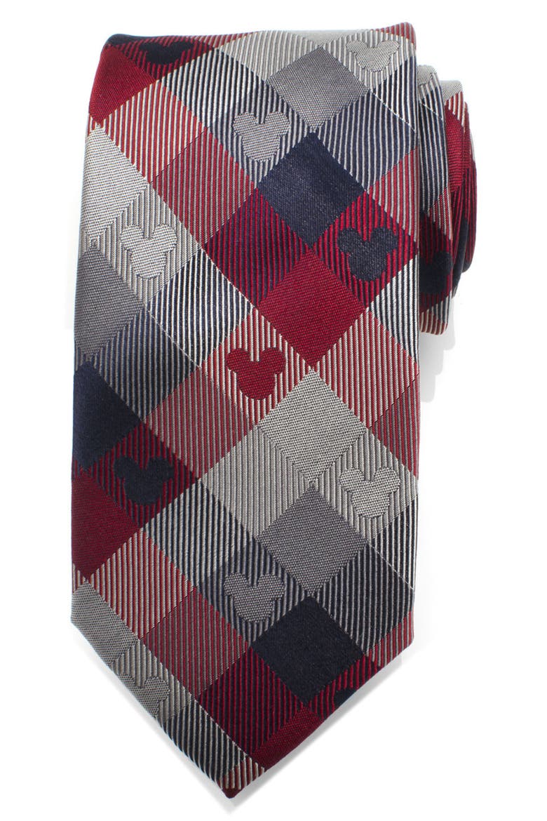 Plaid Mickey Mouse Silk Tie, Main, color, MULTI