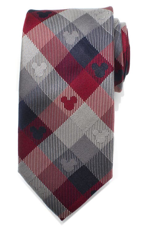 Plaid Mickey Mouse Silk Tie