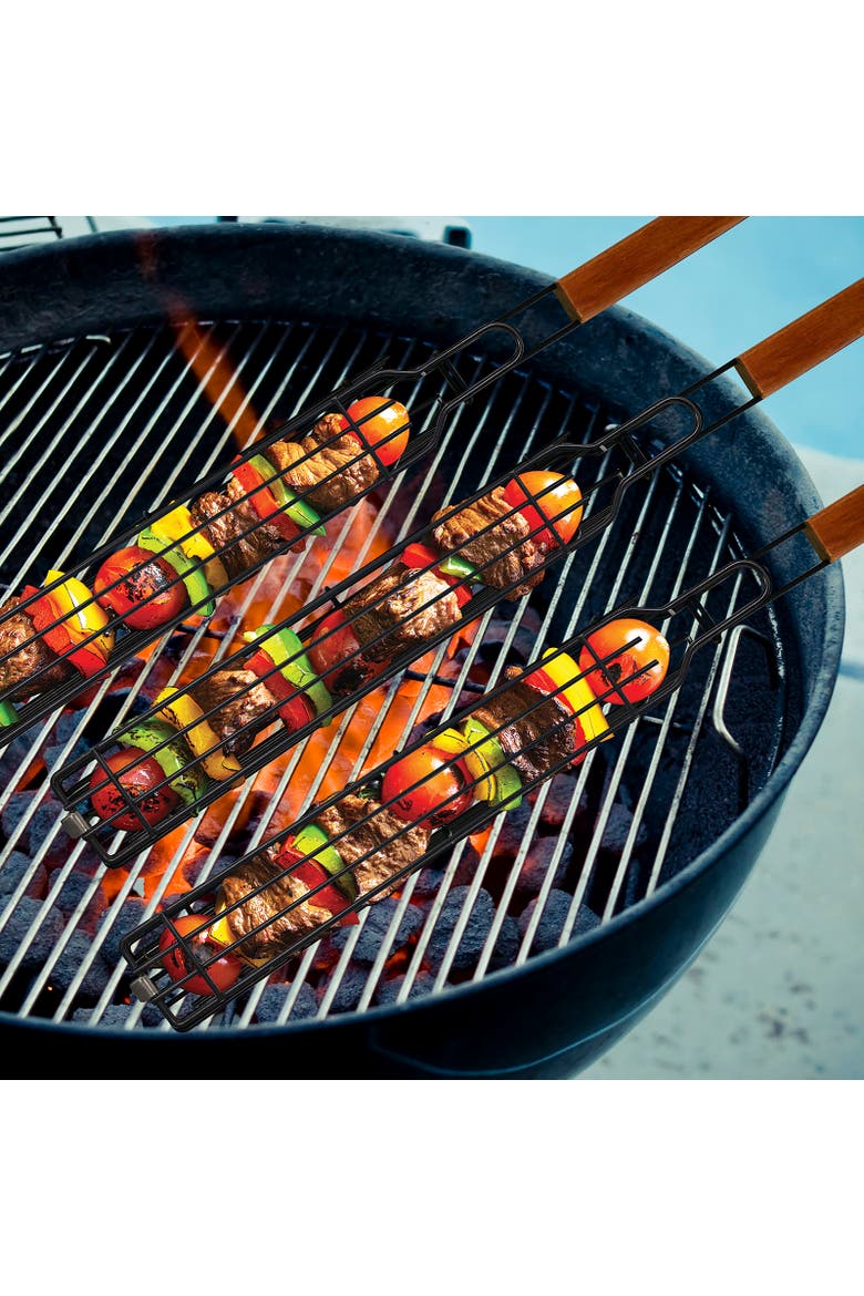 Nonstick Grilling Kabob Baskets, Set of 4, Alternate, color, Silver