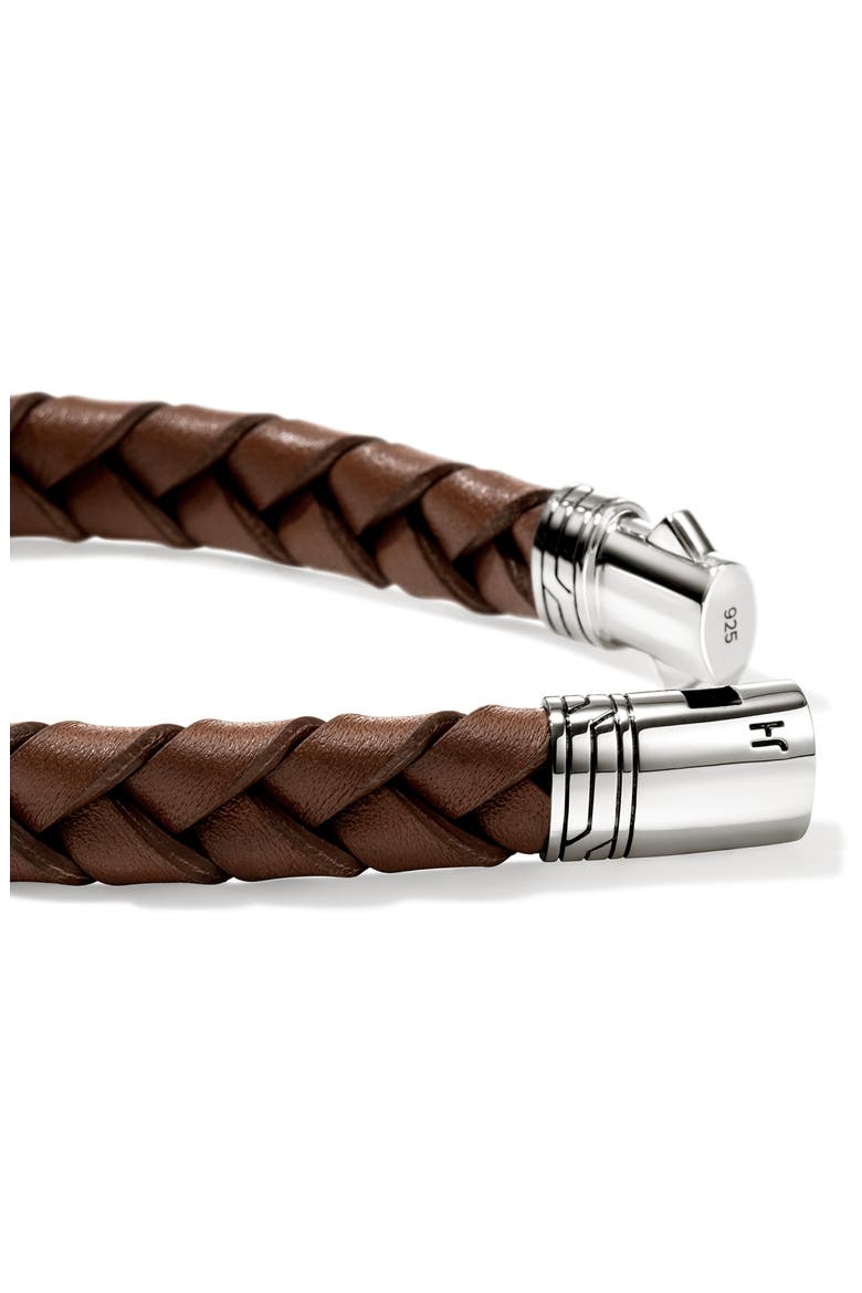 Woven Leather Bracelet, Alternate, color, BROWN/ SILVER