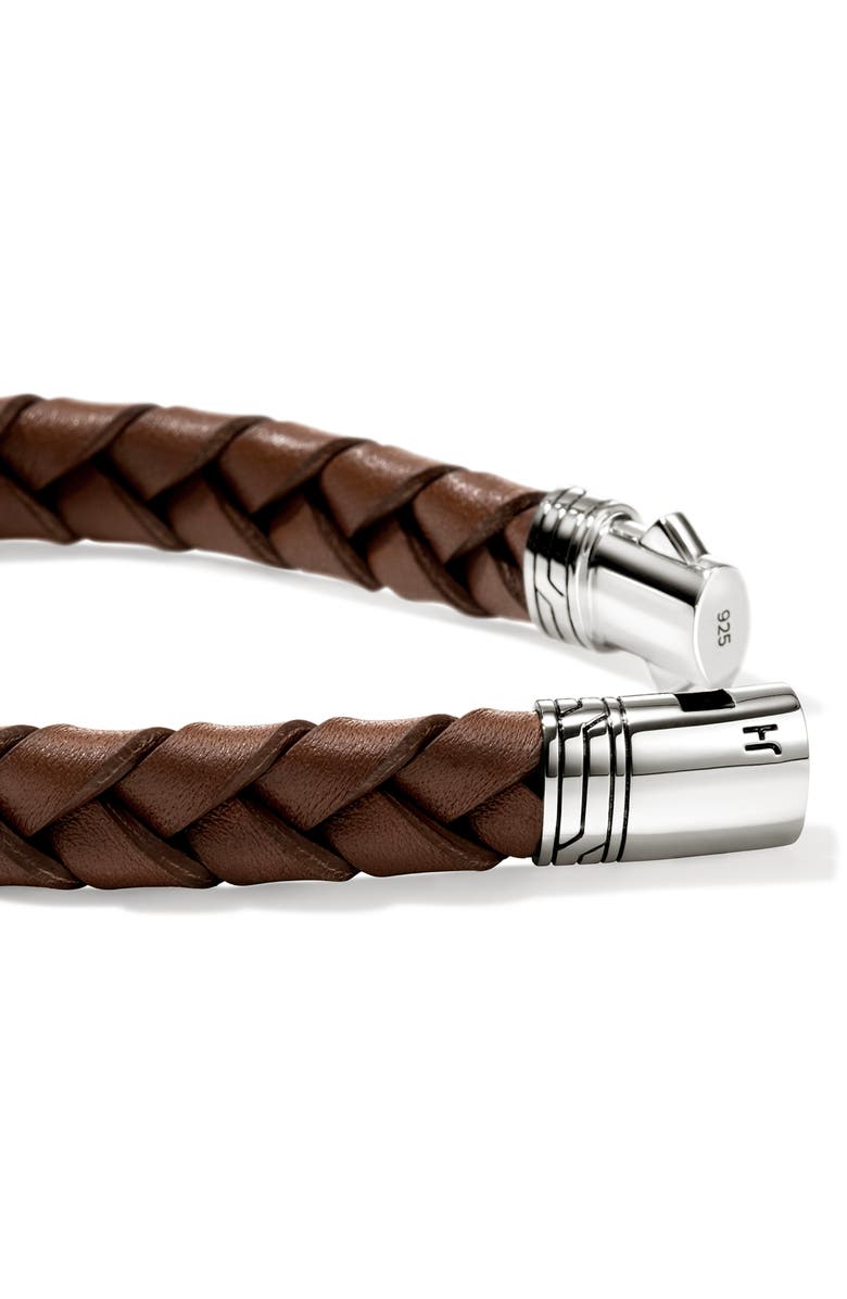 John Hardy Woven Leather Bracelet, Alternate, color, Brown/ Silver