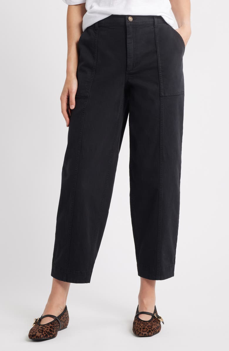 Caslon<sup>®</sup> Cotton Twill Utility Pants, Main, color, Black