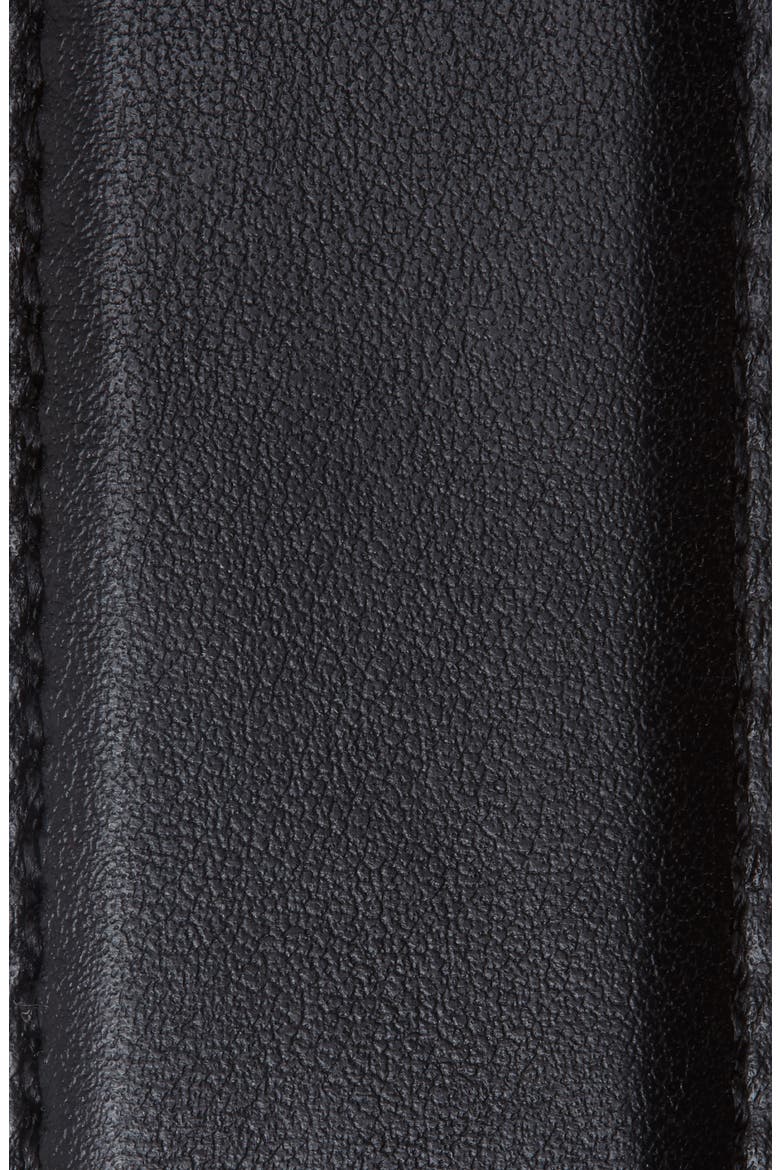 Crystal Logo Leather Belt, Alternate, color, BLACK