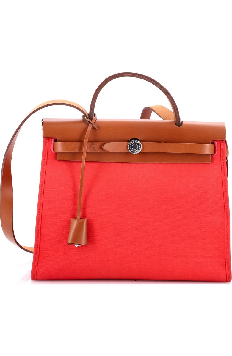 Pre-Owned Hermes Herbag Zip Leather and Toile 31, Main, color, Bougainvillier