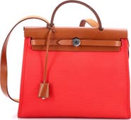 Pre-Owned Hermes Herbag Zip Leather and Toile 31