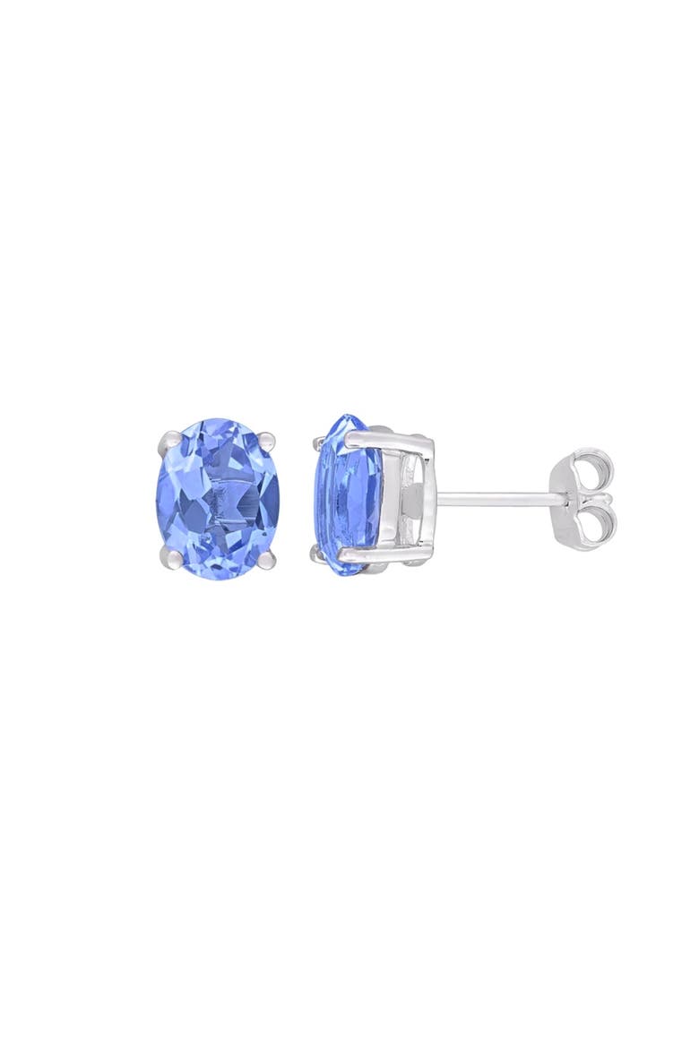 Oval Cut Created Studs, Main, color, Blue