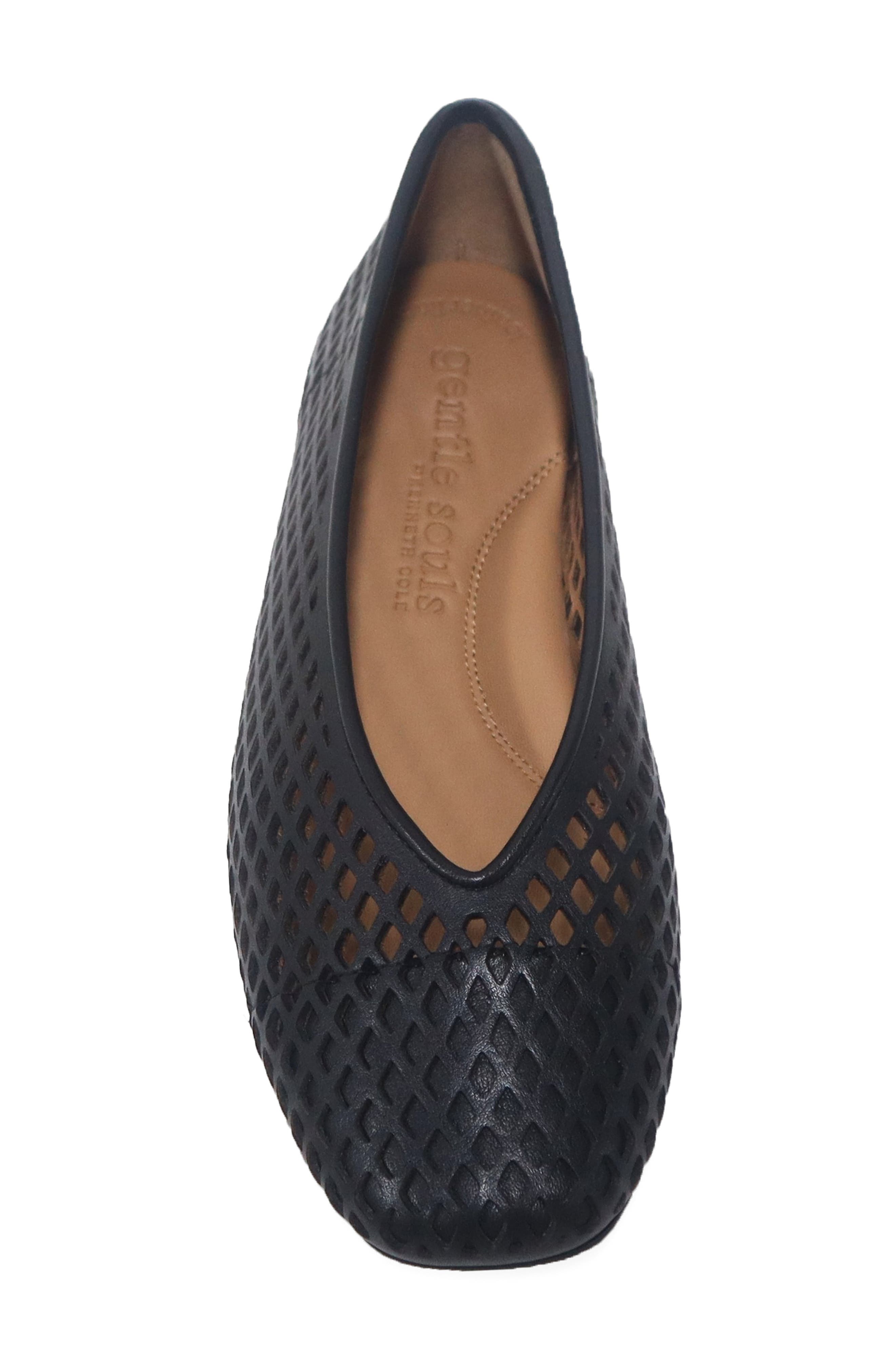 Gentle Souls Willow Perf Ballet Flat, Alternate, color, Black Leather