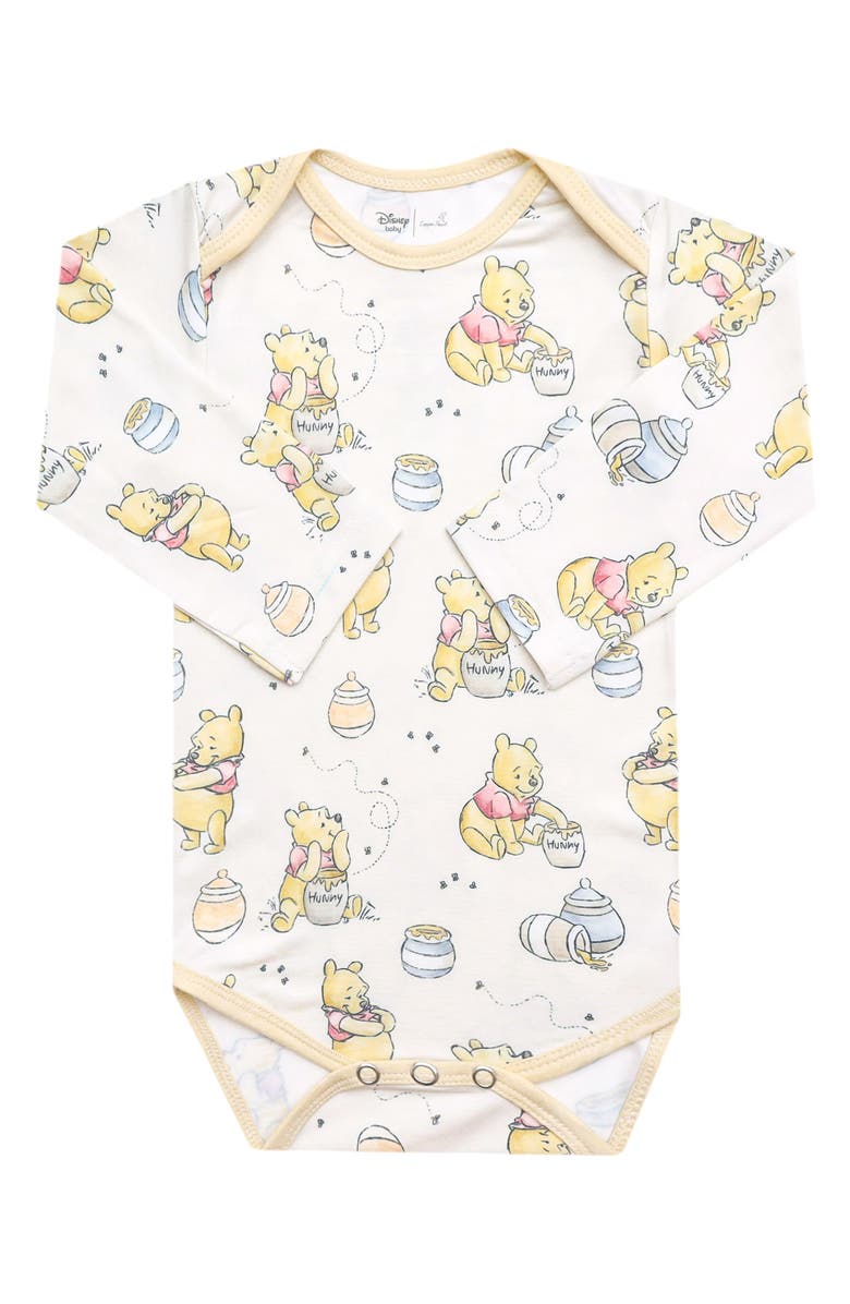 Copper Pearl Winnie the Pooh Hunny Long Sleeve Bodysuit, Main, color, Hunny