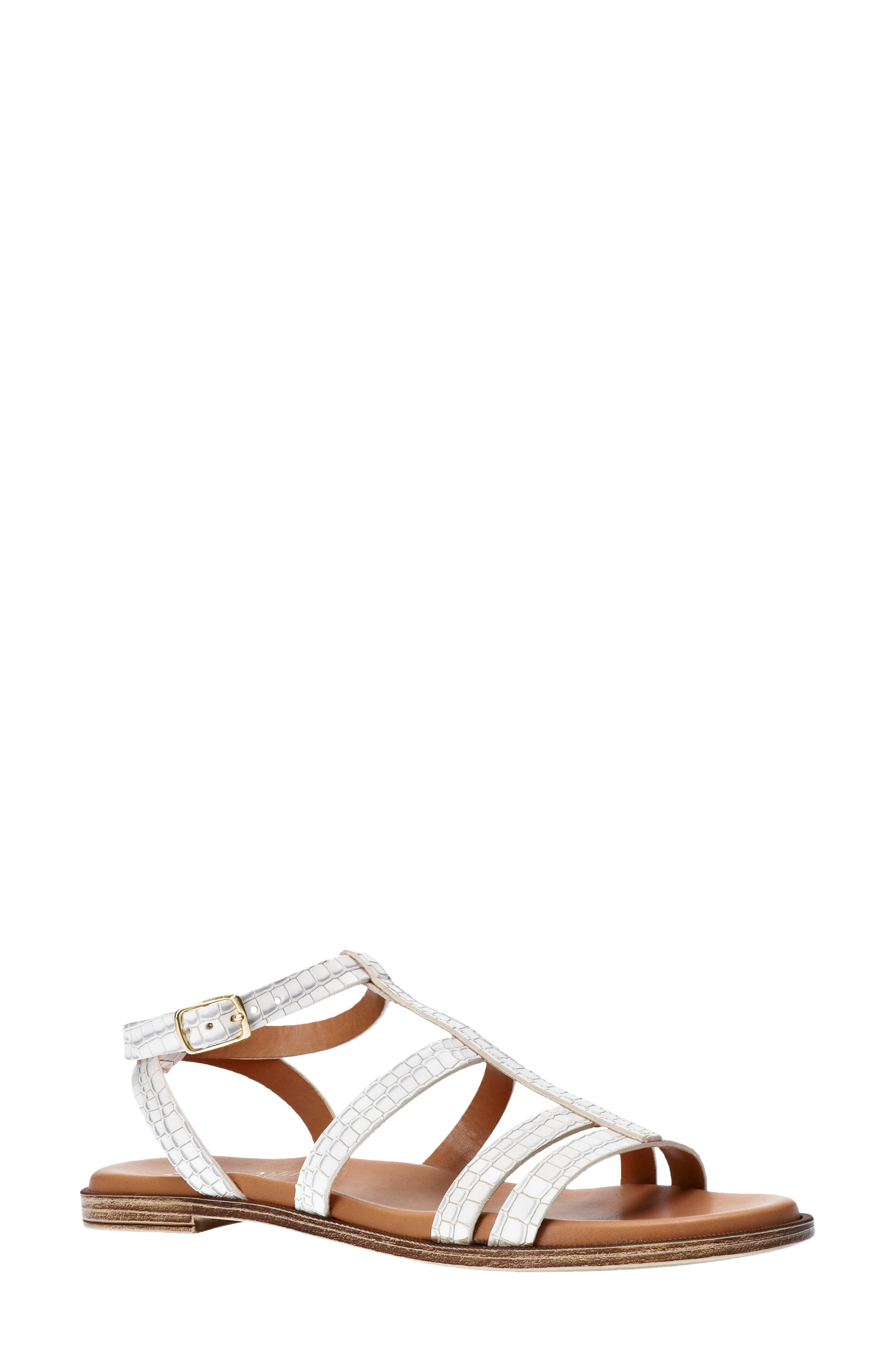 Ira Strappy Sandal, Main, color, WHITE CROC LEATHER