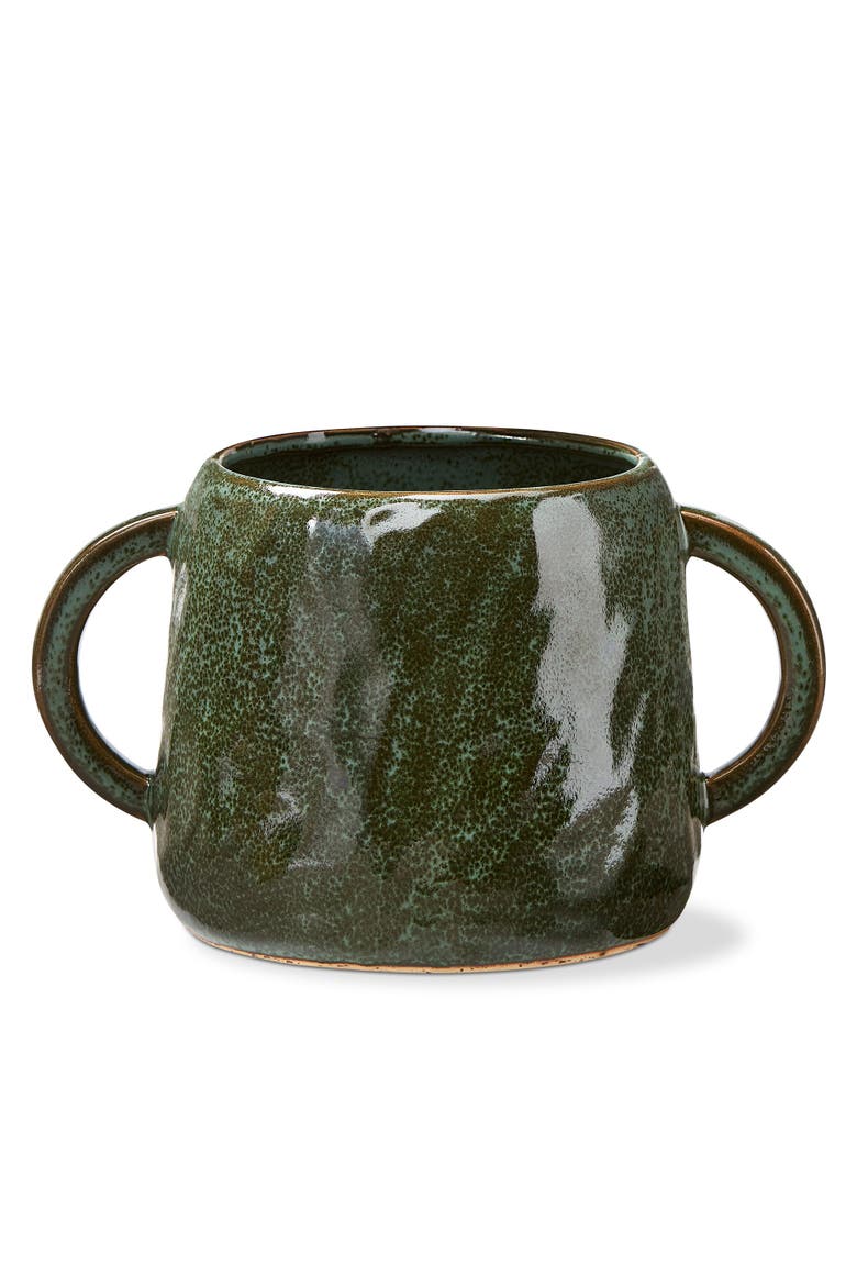Large Handled Ceramic Planter Pot for Garden Green, Main, color, Green