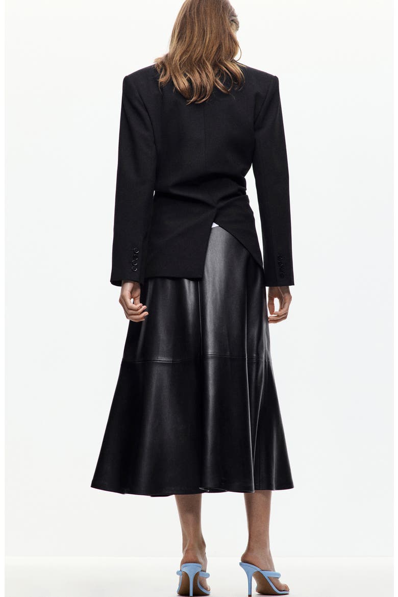 Paris Leather Midi Skirt, Alternate, color, BLACK
