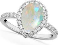 ALLUREZ Pear Cut Halo Opal & Diamond Engagement Ring 14K