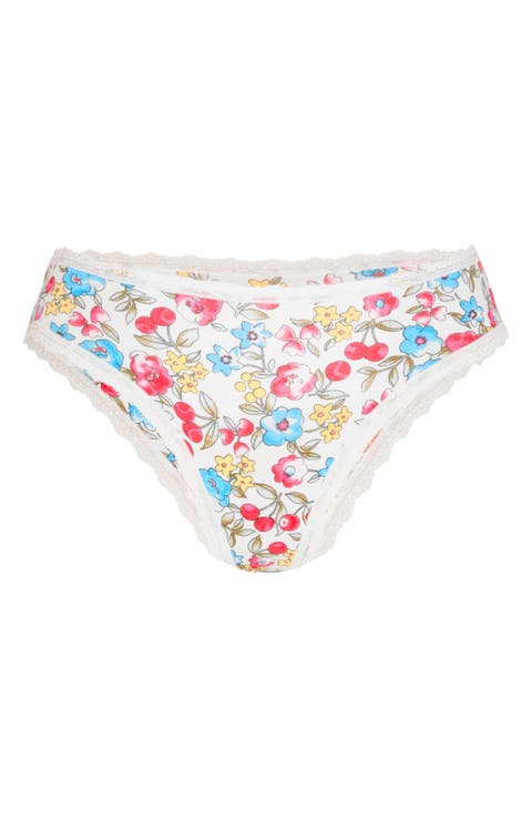 Essentials Lace Trim Stretch Cotton Cheeky Briefs (Regular & Plus)