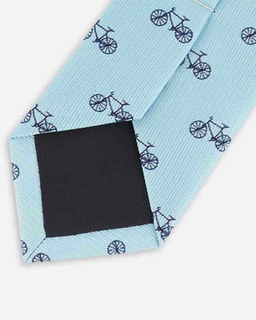 Deux Par Deux Boy's Neck Tie Pale Blue With Bicycle In Pale Blue With Bicycle