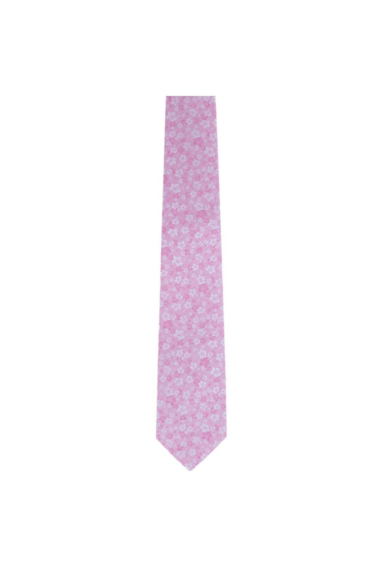Hanami Cherry Blossom Burst Linen Blend Novelty Necktie, Alternate, color, Pink