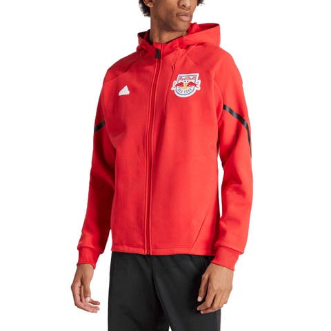 Men's adidas Red New York Red Bulls 2024 Anthem Travel Raglan Sleeve Full-Zip Jacket