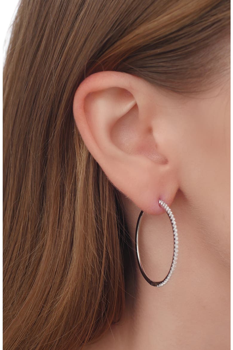 Diamond Hoop Earrings (Nordstrom Exclusive), Alternate, color, WHITE GOLD