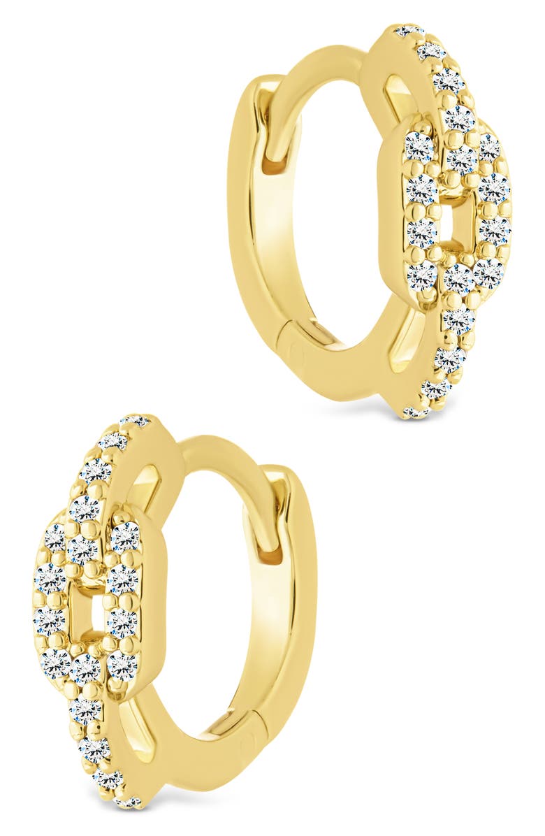 Sterling Forever Deborah Cubic Zirconia Buckle Huggie Hoop Earrings, Alternate, color, Gold