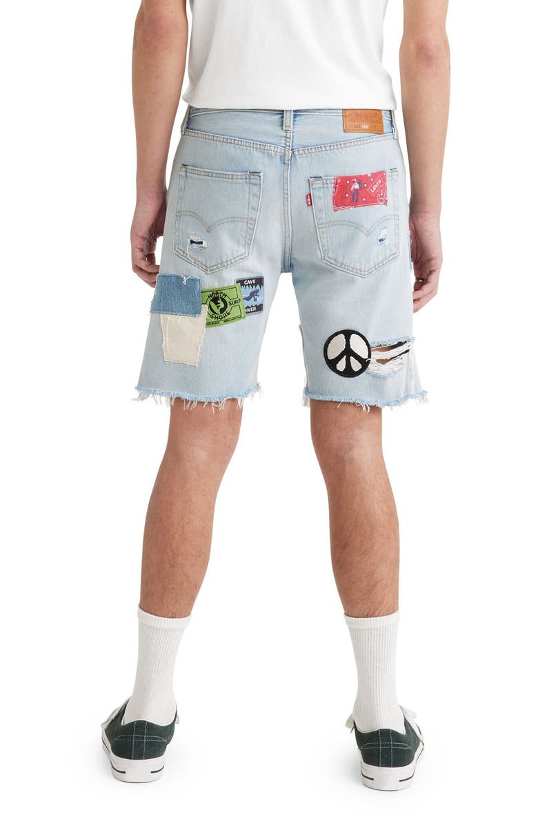 Levi's<sup>®</sup> 501<sup>®</sup> Original Rip & Repair Patchwork Cutoff Denim Shorts, Alternate, color, 