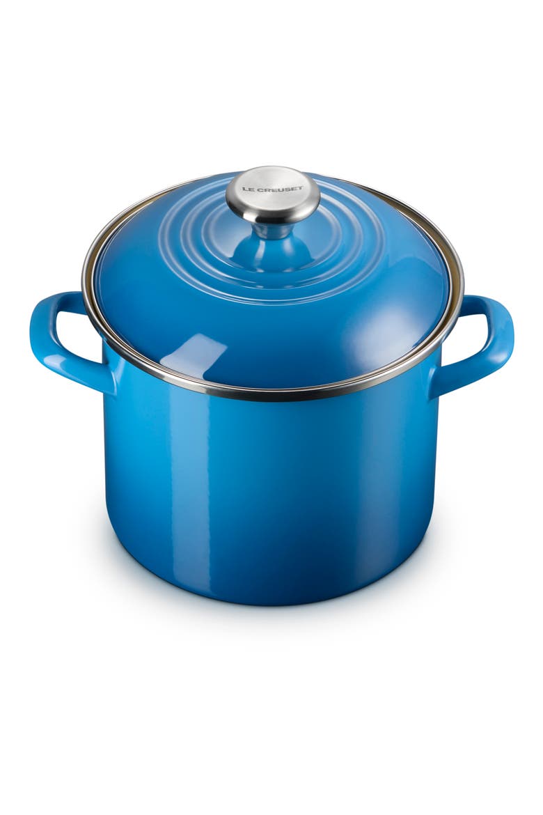 6-Quart Enameled Stainless Steel Stock Pot, Main, color, MARSEILLE