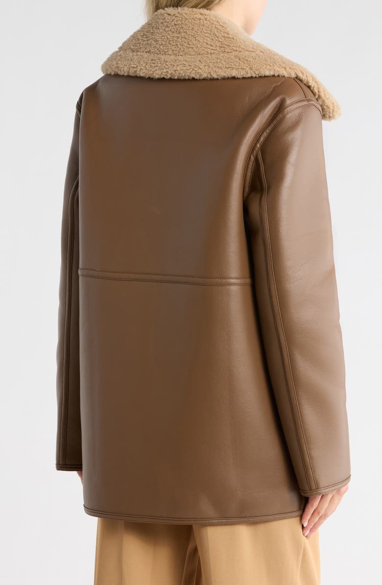 JASON WU Faux Shearling Collar Faux Leather Coat, Alternate, color, Brown/ Tan