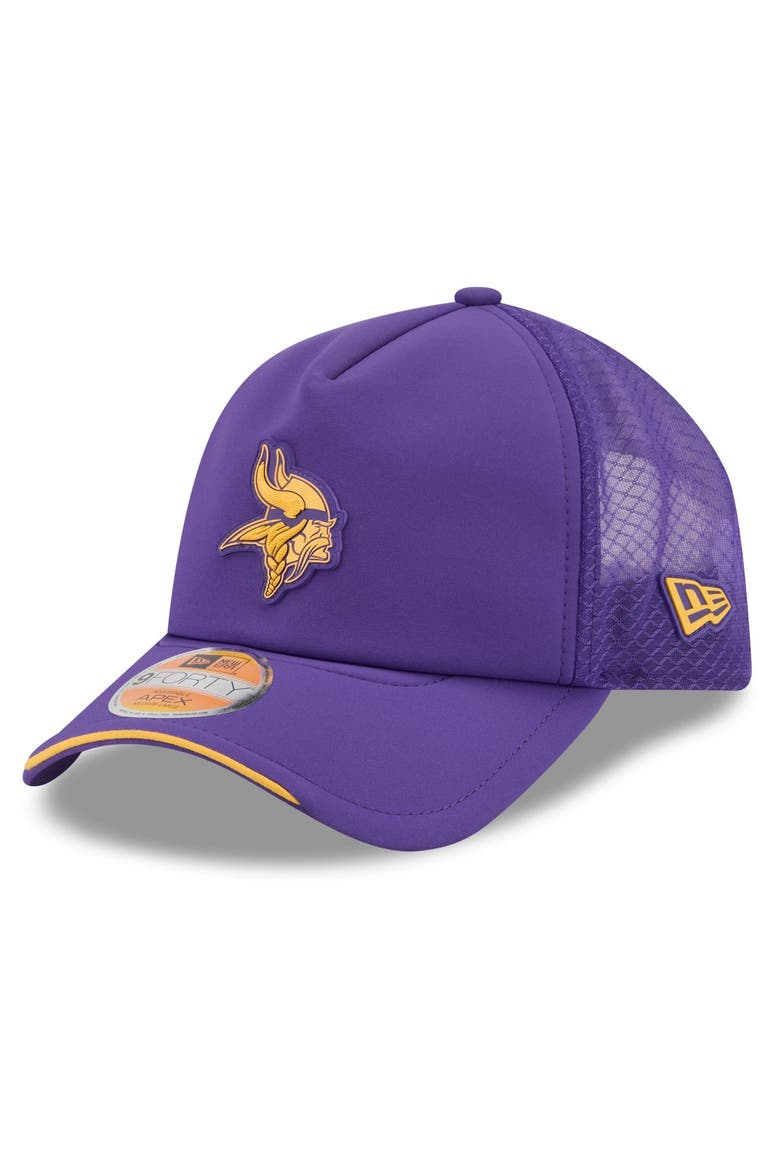 Men's New Era Purple Minnesota Vikings 2026 Sideline Apex 9FORTY Adjustable Trucker Hat, Main, color, Purple