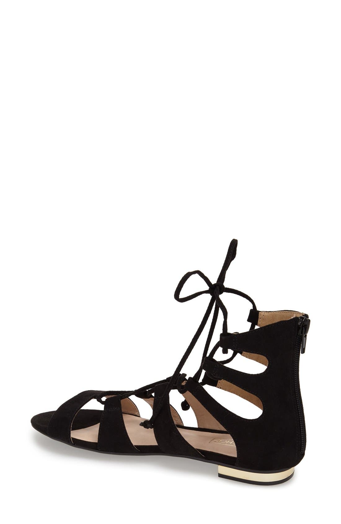 Lace-Up Gladiator Sandal, Alternate, color, BLACK