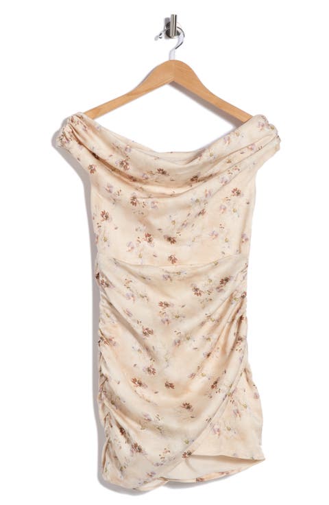 Patrizia Off the Shoulder Draped Satin Minidress