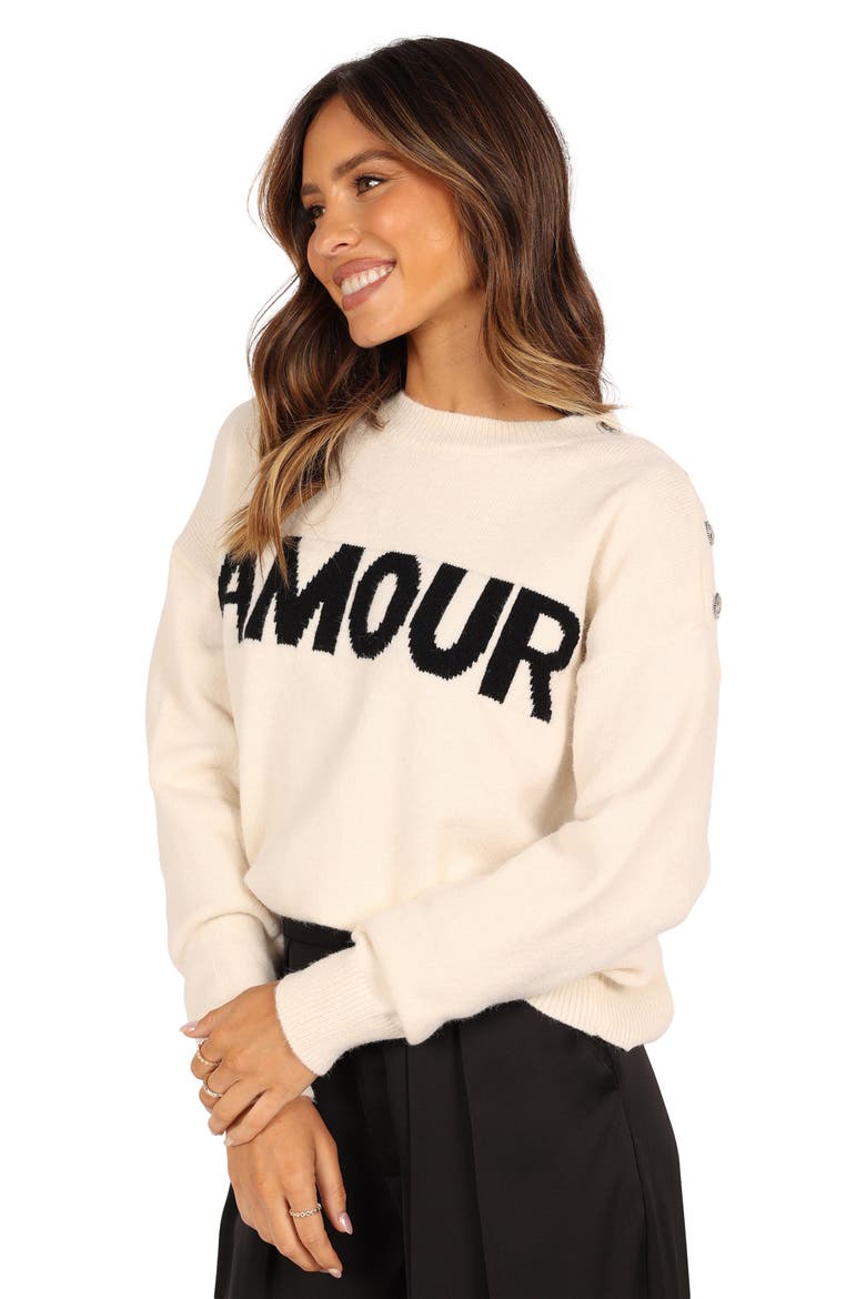 Amour Button Shoulder Sweater, Alternate, color, CREAM