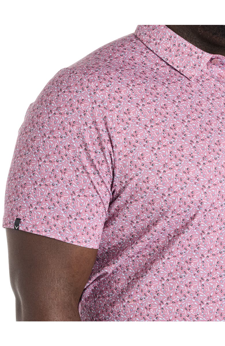 Callaway Big & Tall Confetti-Print Performance Polo Shirt, Alternate, color, Mesa Rose