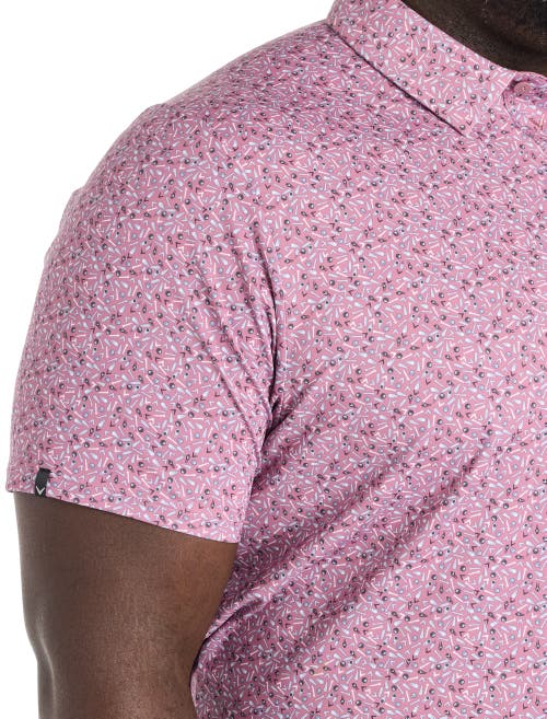 Callaway Big & Tall Confetti-print Performance Polo Shirt In Pink