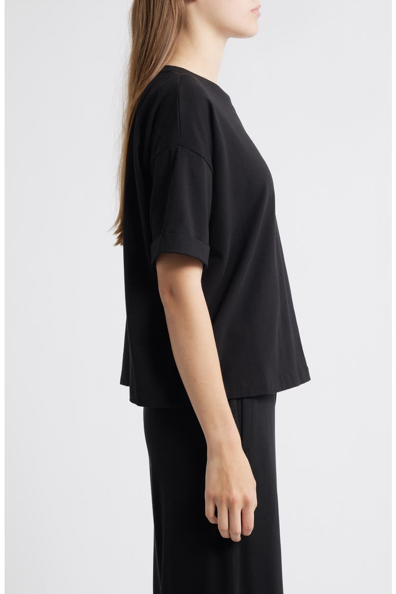 Cuffed Sleeve Cotton Crewneck T-Shirt, Alternate, color, BLACK