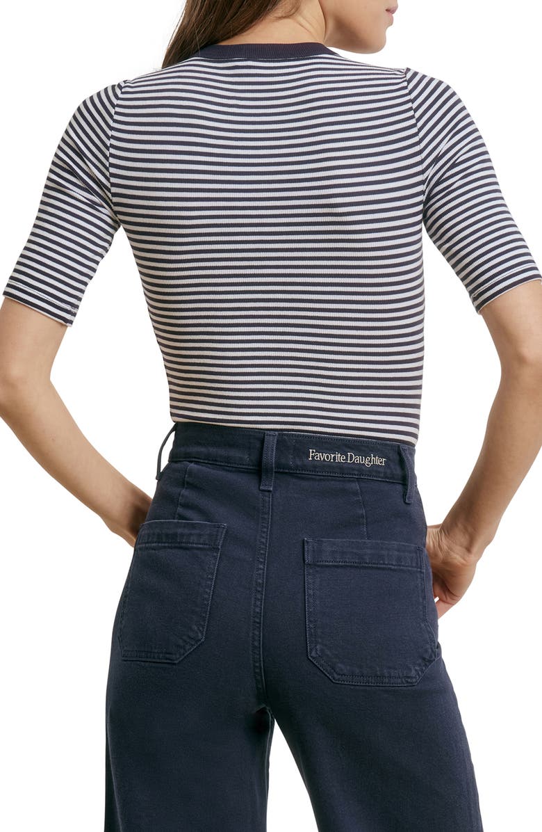 Favorite Daughter The Foundation Stripe Henley, Alternate, color, Navy/ White Stripe