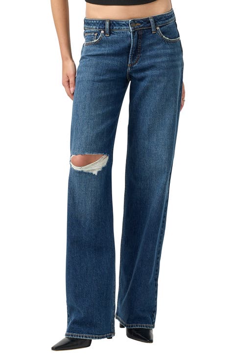 Loose & Low Distressed Baggy Fit Jeans