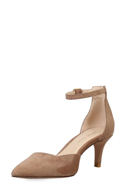 Pelle Moda Kendal Ankle Strap Pointed Toe Kitten Heel Pump In Brown