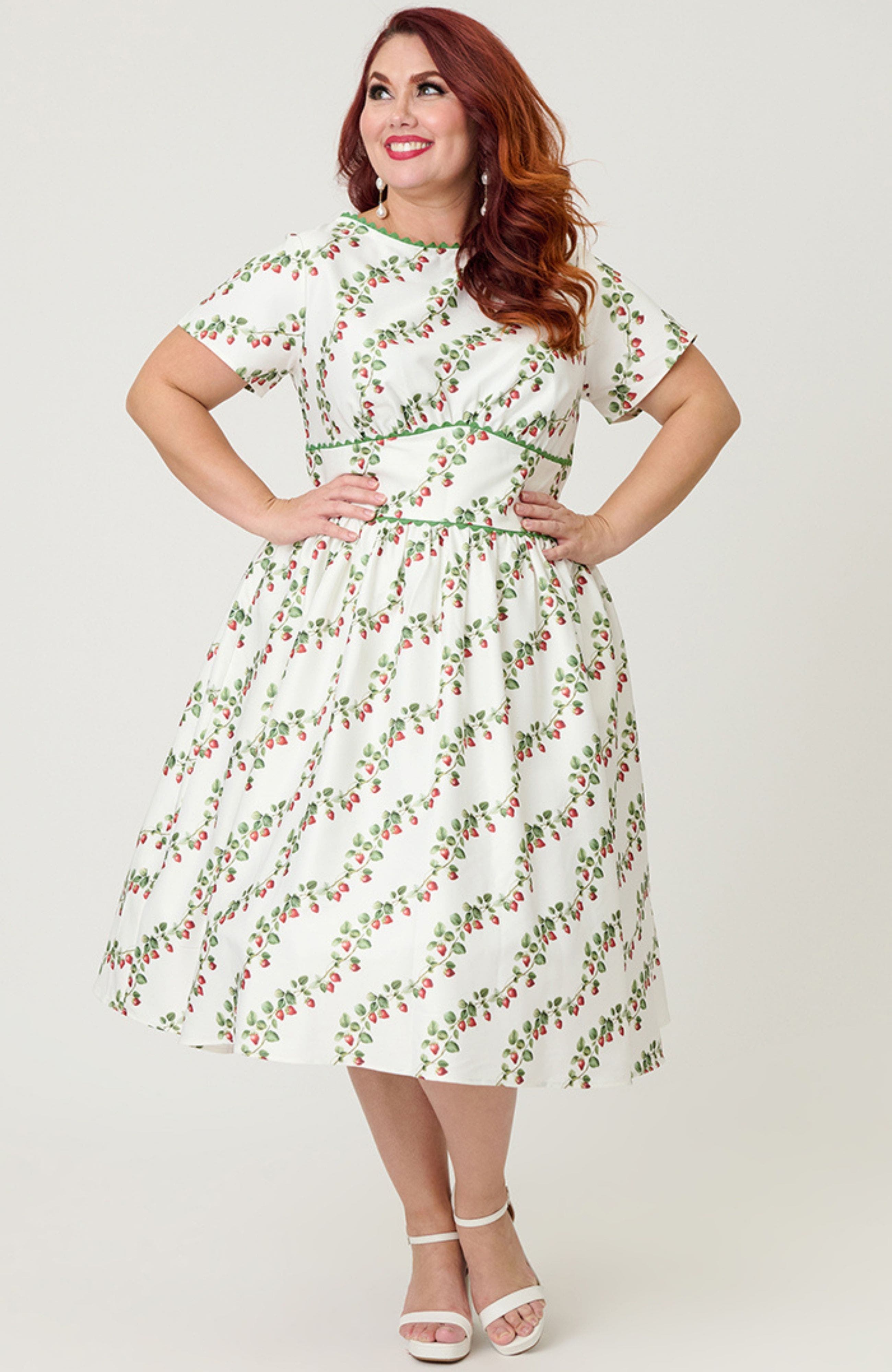 White W/ Strawberry Print
