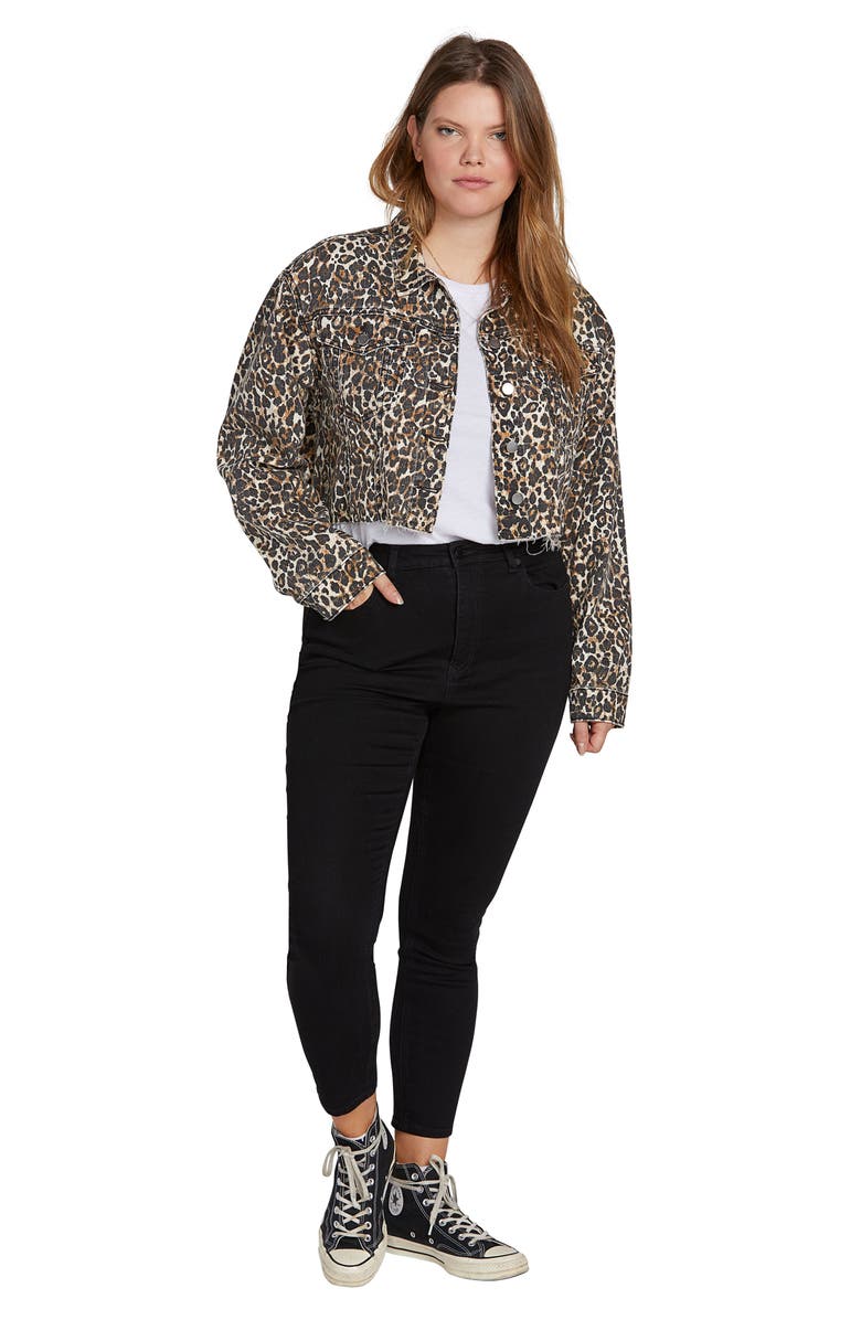 Volcom Super Stoney Leopard Print Denim Jacket, Alternate, color,