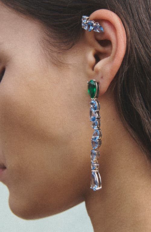 Completedworks Green Cubic Zirconia & Synthetic Spinel Mismatched Drop Earrings In Blue