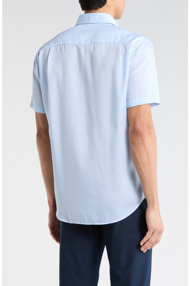 Micro Floral Print Short Sleeve Shirt, Alternate, color, SKY/ WHITE