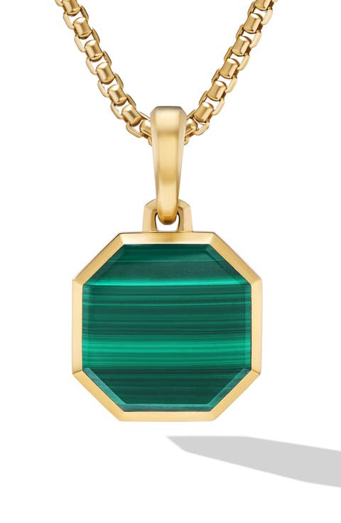 Faceted Stone Amulet Pendant in 18K Yellow Gold