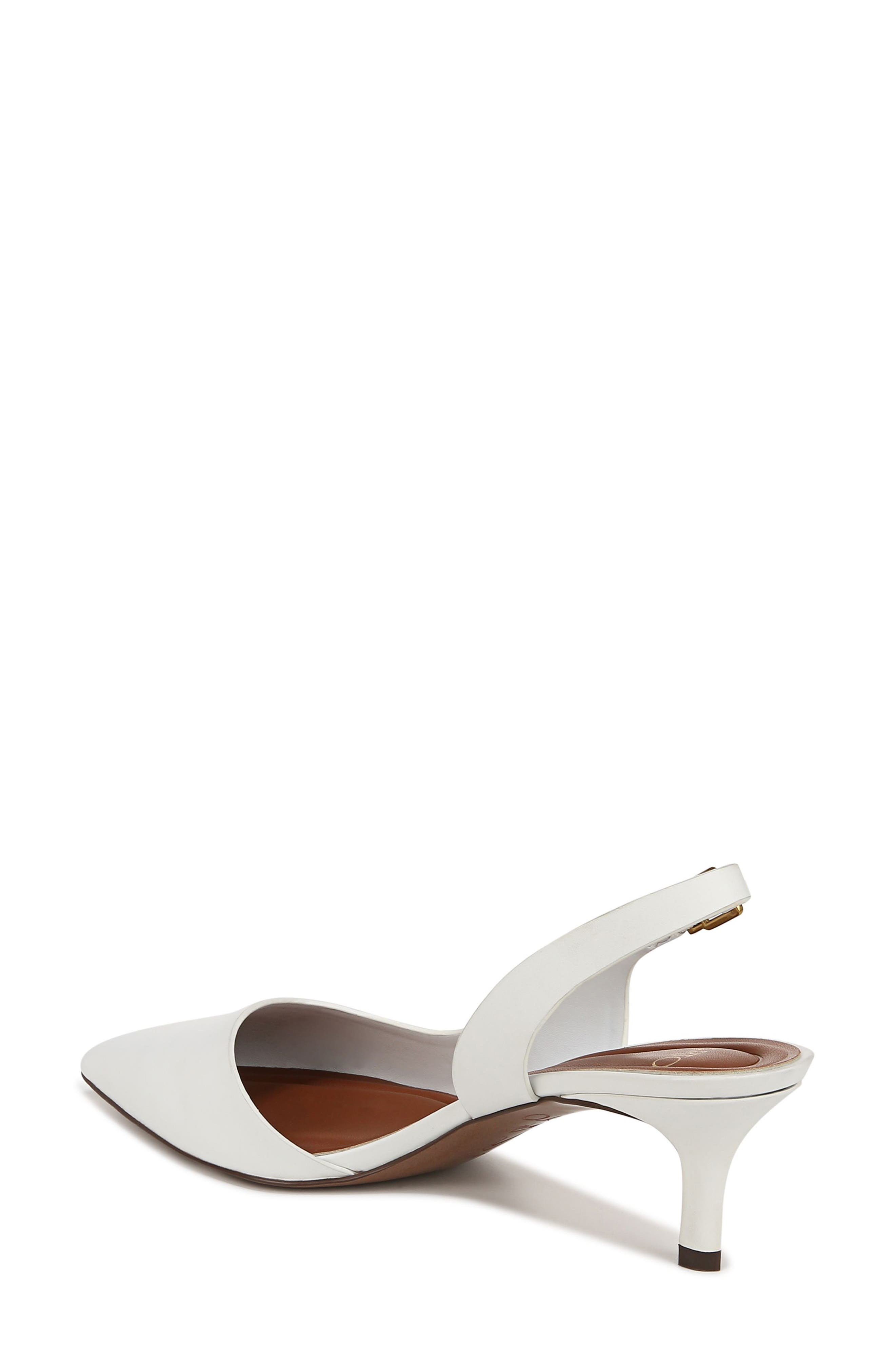 Kimberly Half d'Orsay Pointed Toe Kitten Heel Pump, Alternate, color, WHITE