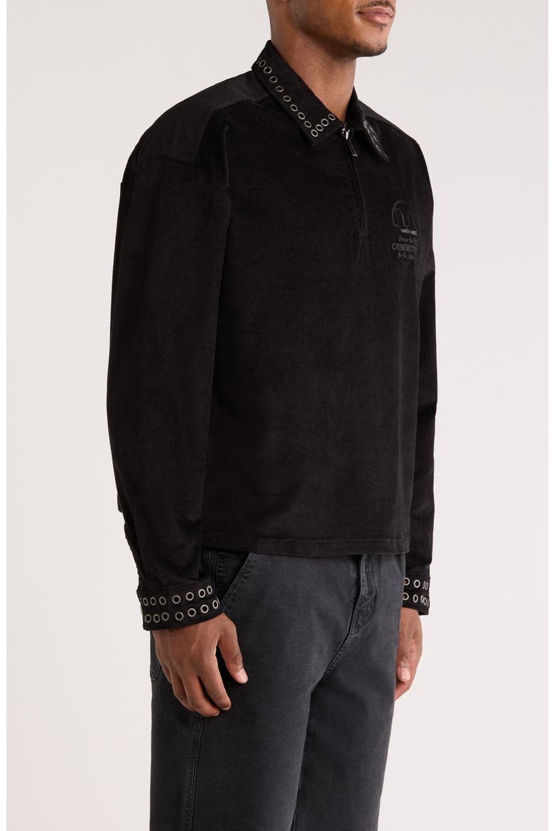 Brushed Corduroy Quarter Zip Pullover, Alternate, color, BLACK